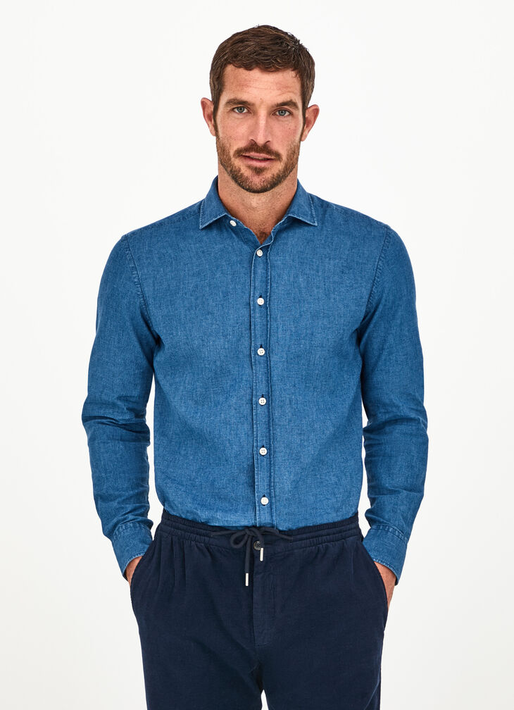 Indigo fabric shirt