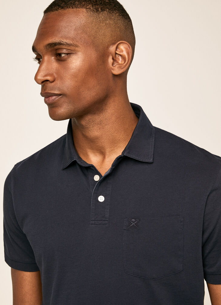 Garment-dyed jersey polo shirt
