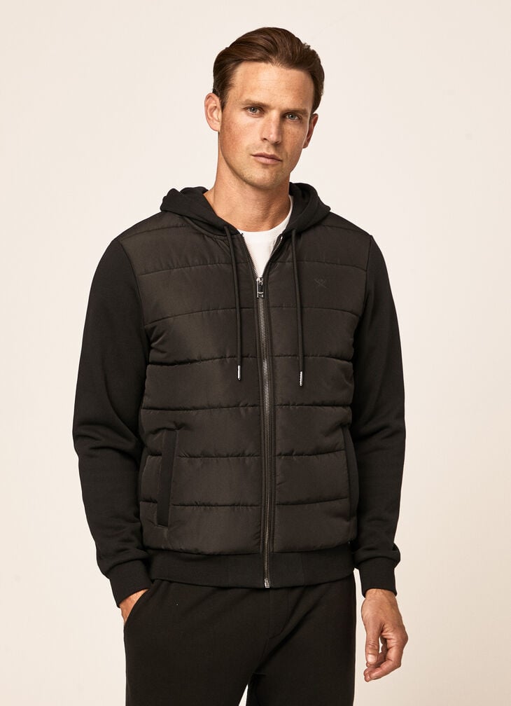 Padded hybrid jacket with hoodie