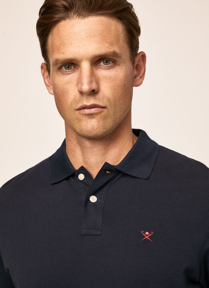 Long sleeved pique polo shirt