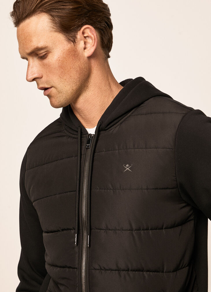 Padded hybrid jacket with hoodie