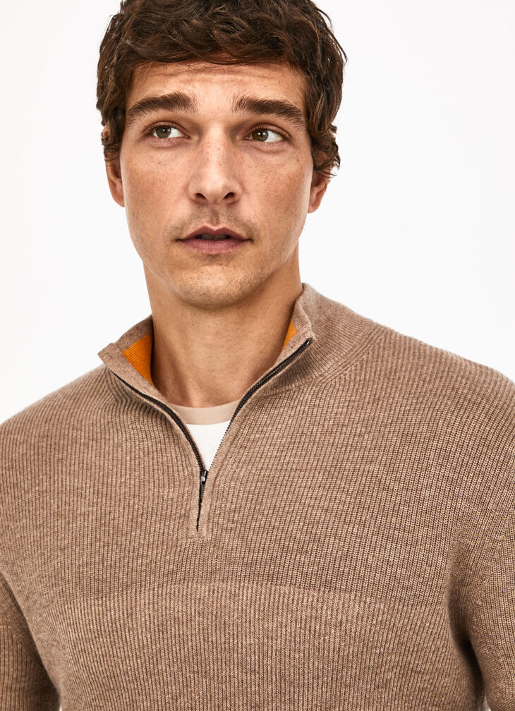 Cotton cashmere half-zip jumper