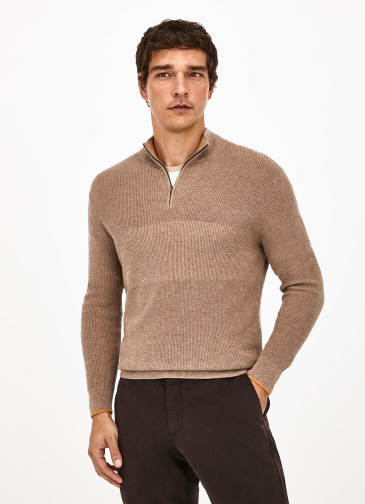 Cotton cashmere half-zip jumper