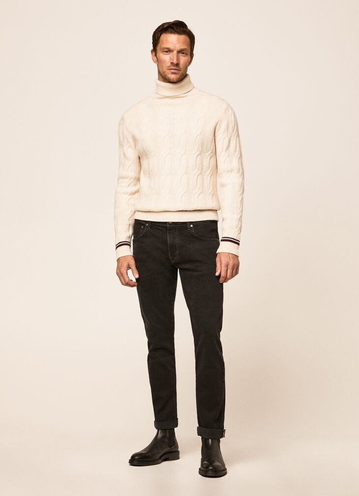 Black denim trousers