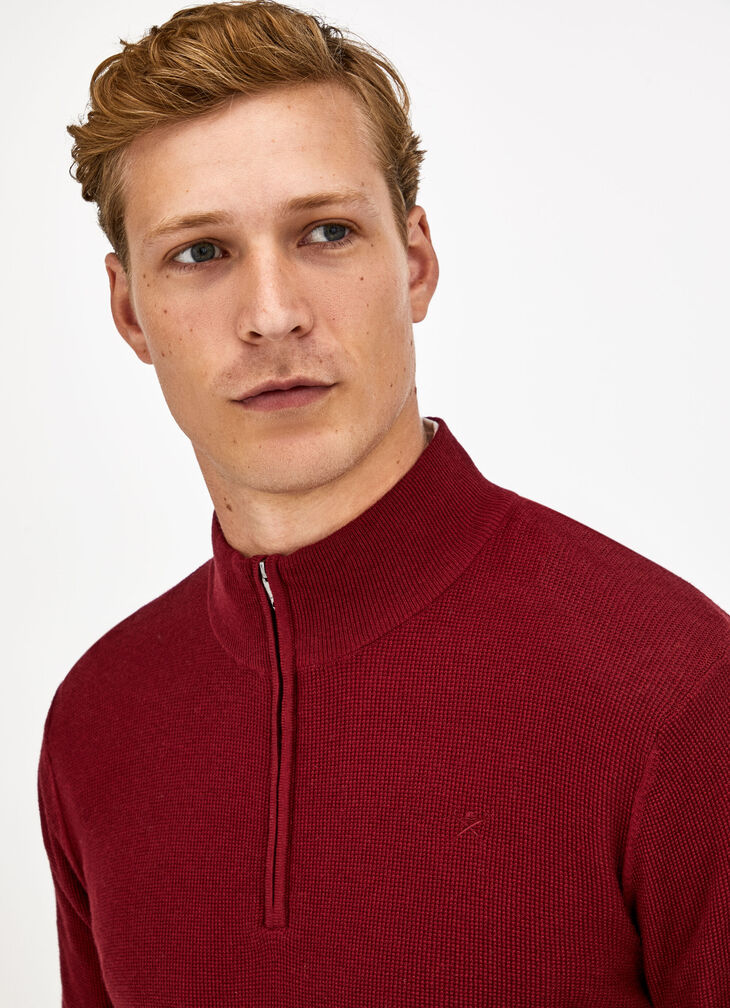 Textured half-zip jumper