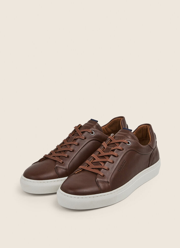 Leather cupsole trainers