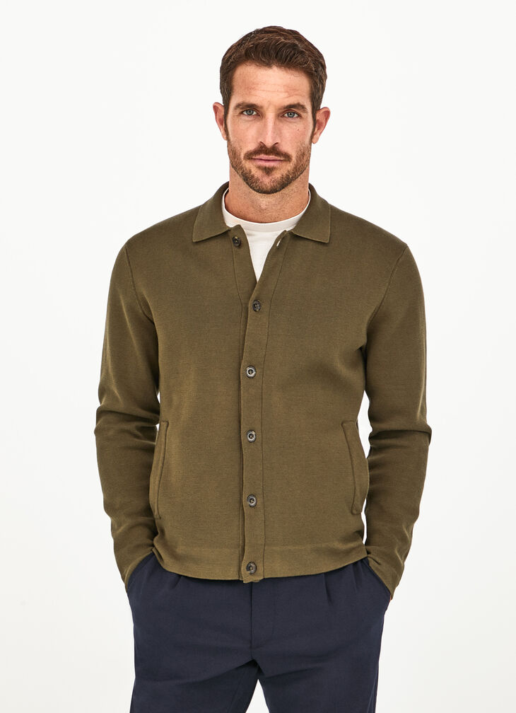 Half knit buttoned cardigan