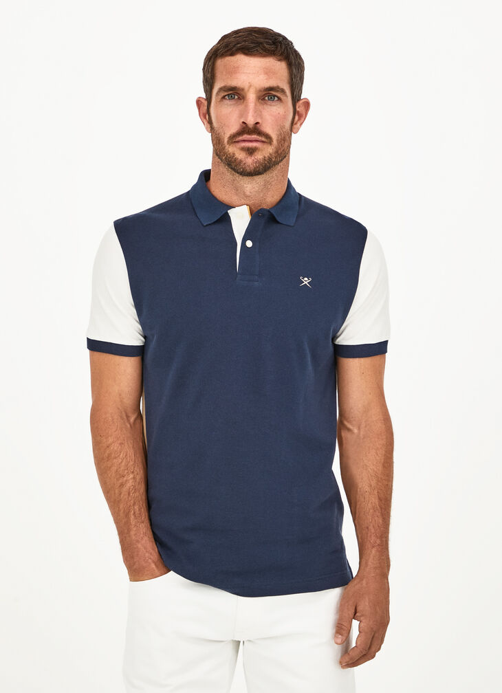 Colour-block cotton polo shirt