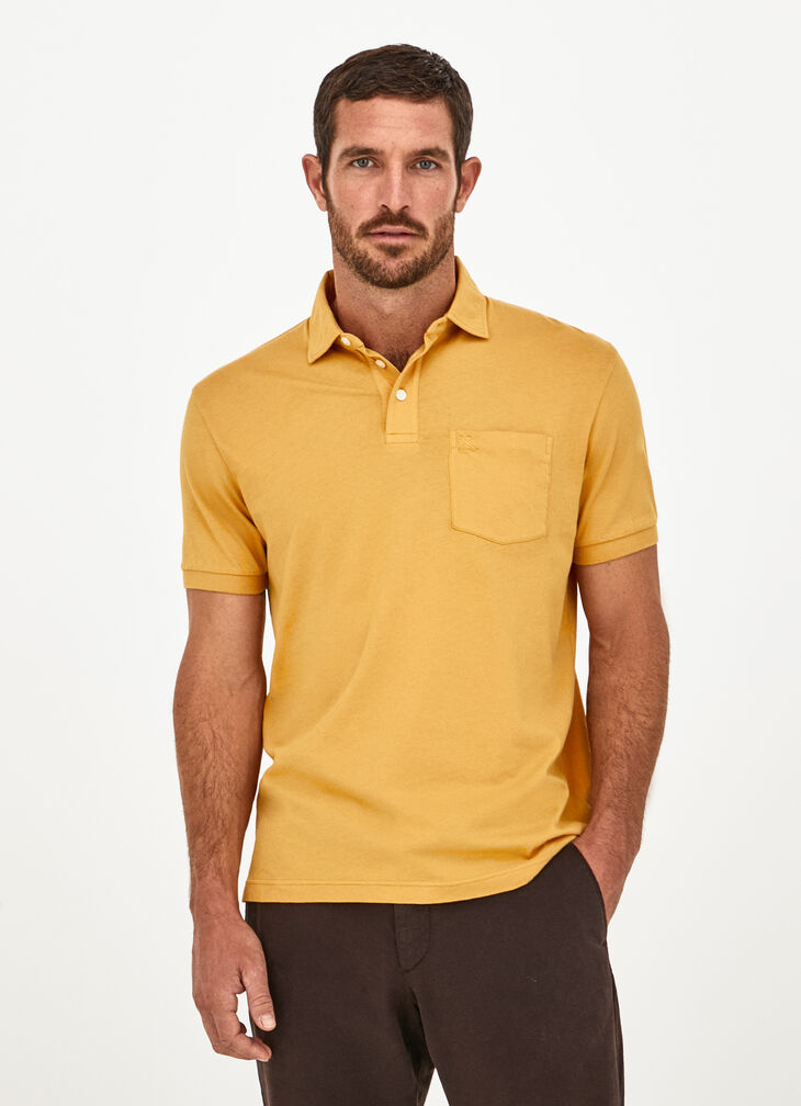Garment-dyed jersey polo shirt