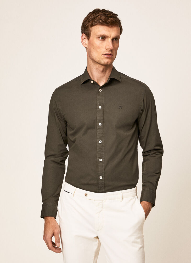 Garment dyed poplin shirt