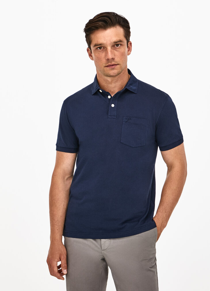 Garment-dyed jersey polo shirt