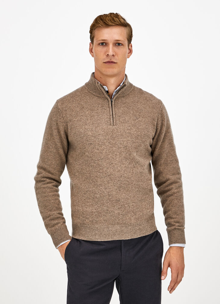 Lambswool half zip jumper