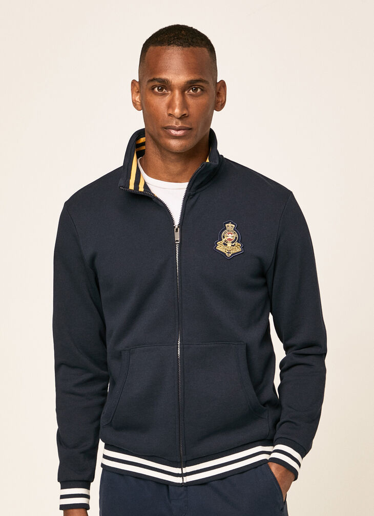 Zip-up sweatshirt with crests
