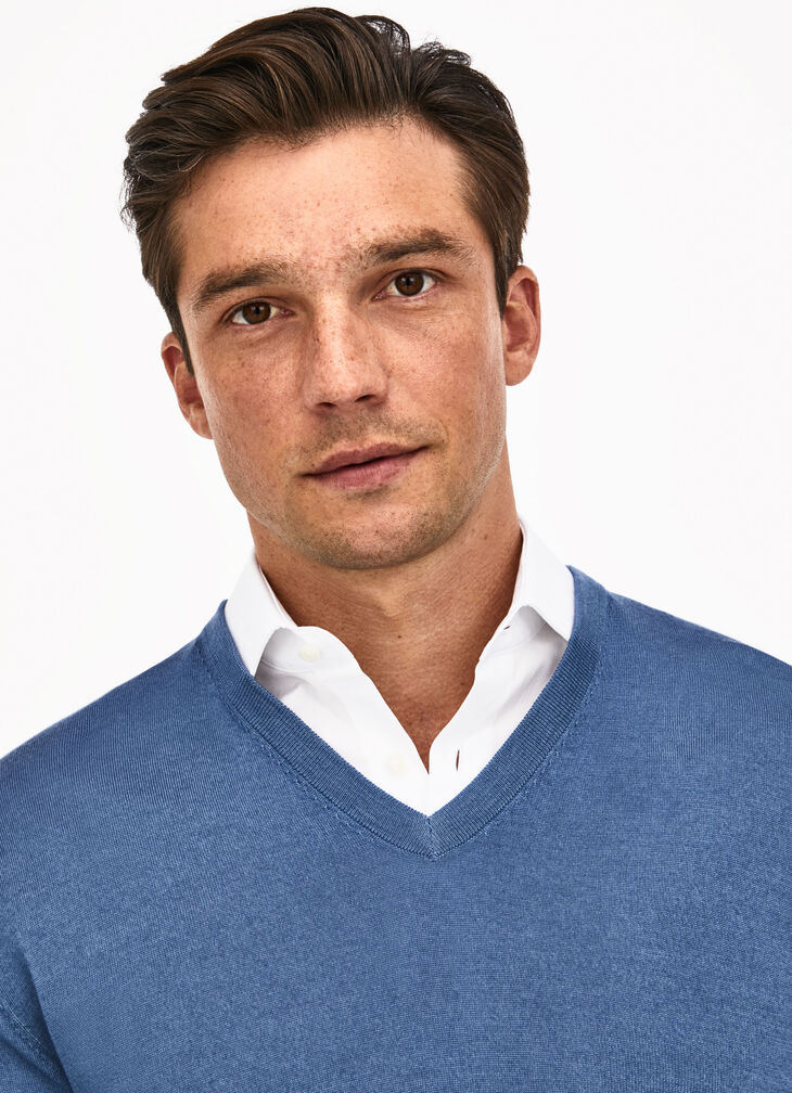 Merino wool silk V-neck jumper