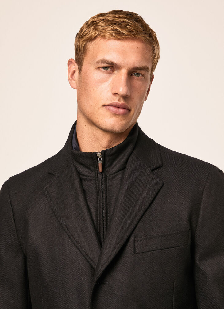 Wool blend herringbone coat