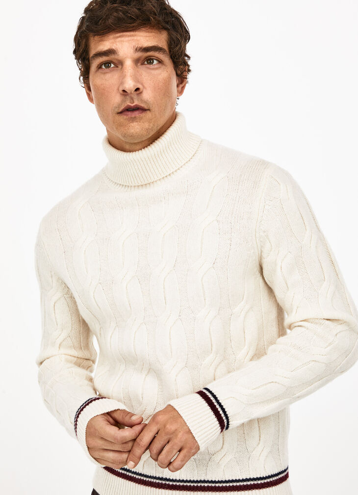 Cable knit roll neck jumper