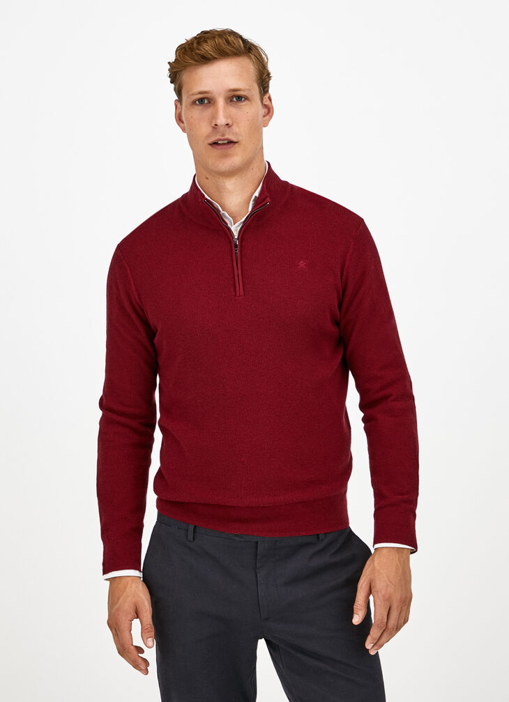 Textured half-zip jumper