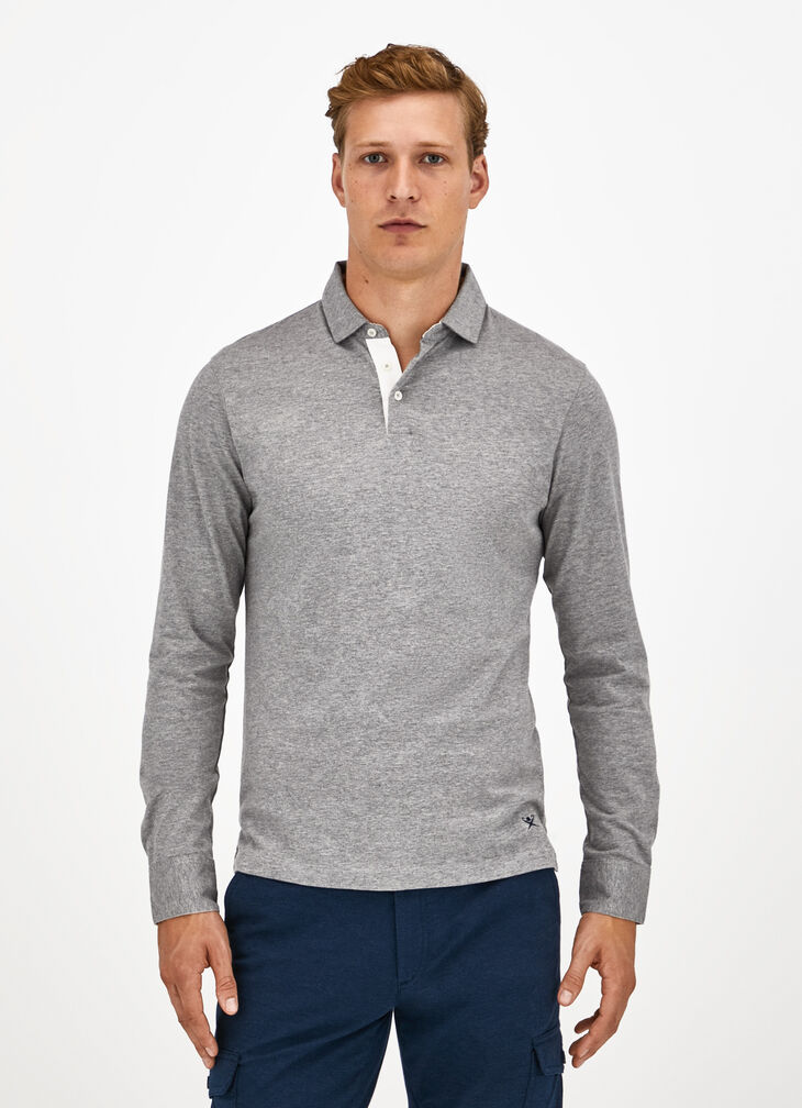 Cotton long sleeve polo