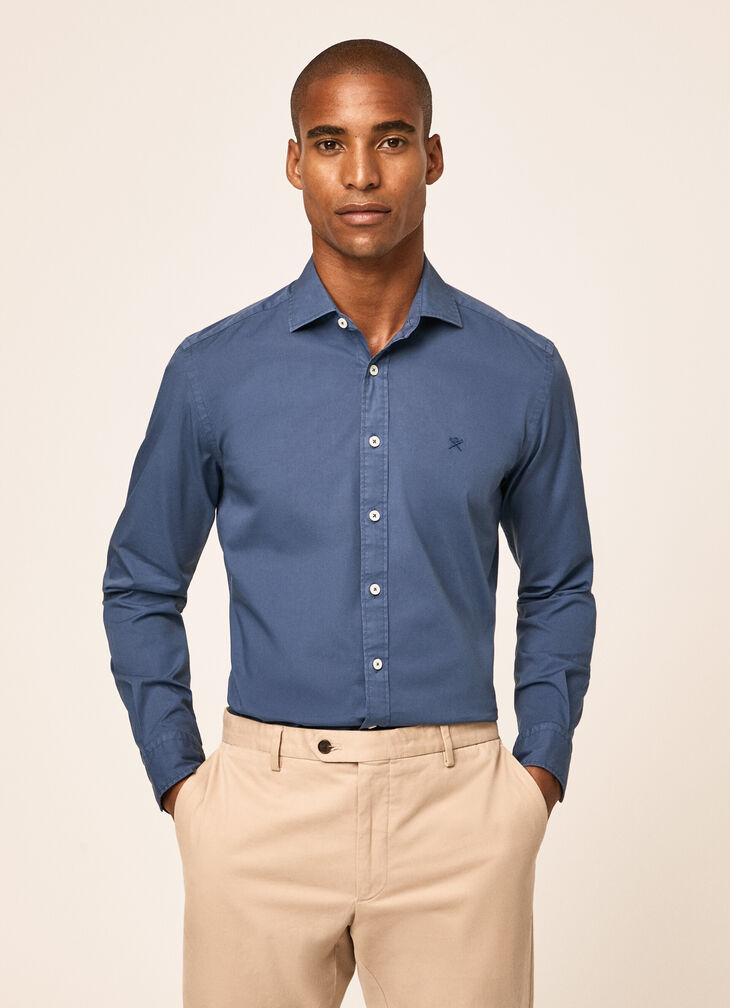 Garment dyed poplin shirt
