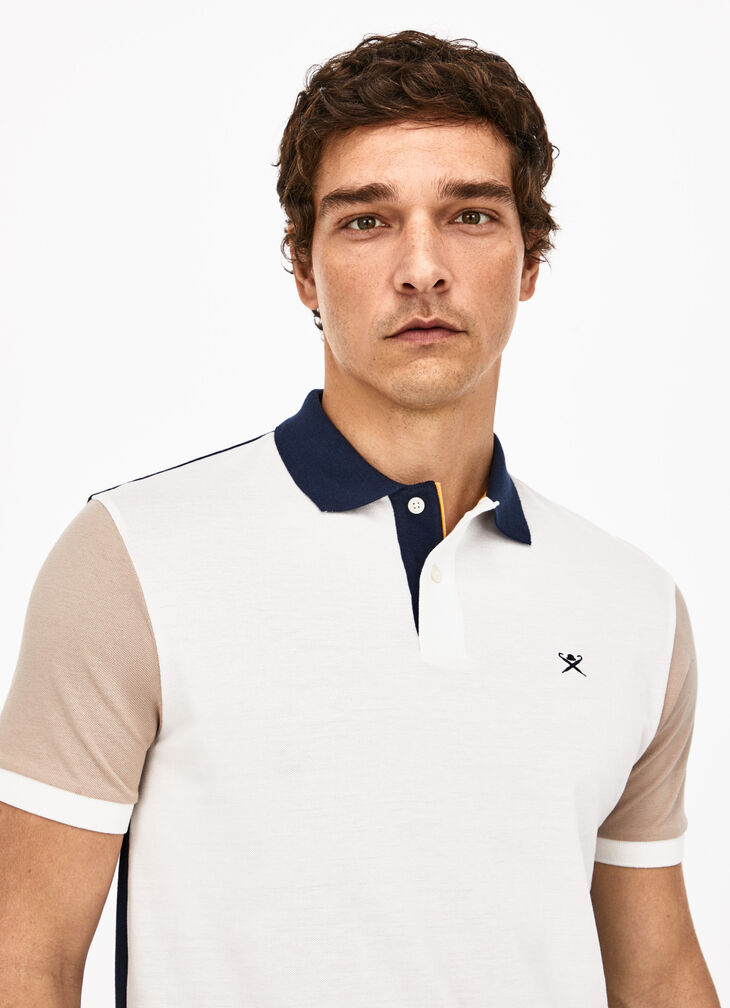 Colour-block cotton polo shirt