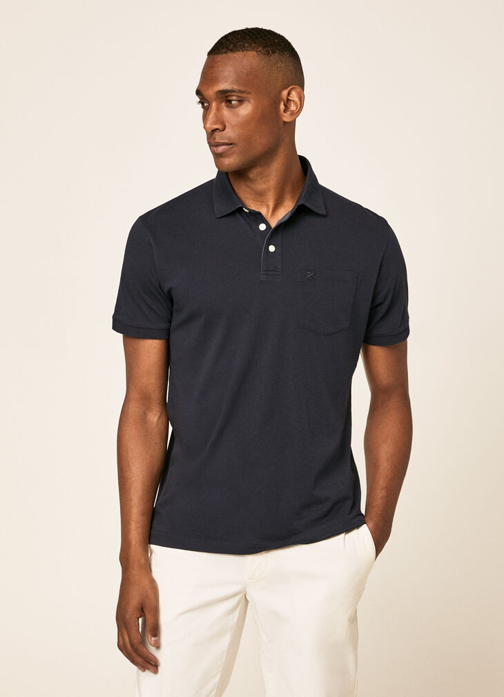 Garment-dyed jersey polo shirt