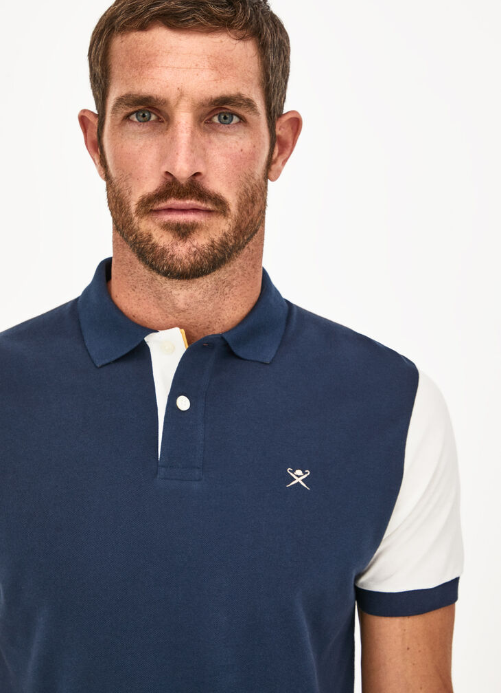 Colour-block cotton polo shirt