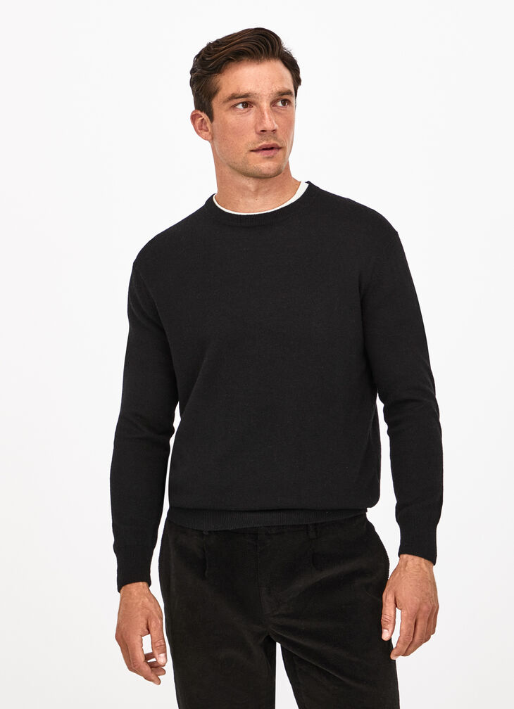 Wool blend crew neck jumper