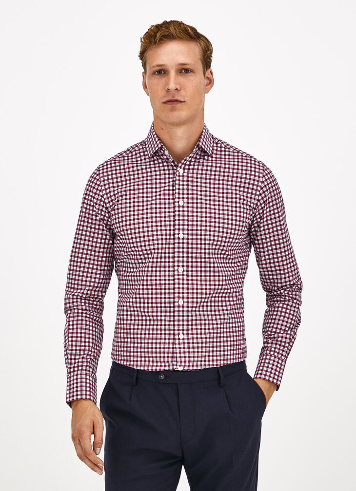Two-tone check print shirt