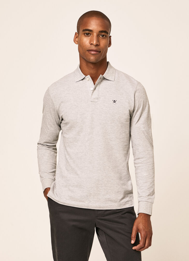 Long sleeved pique polo shirt