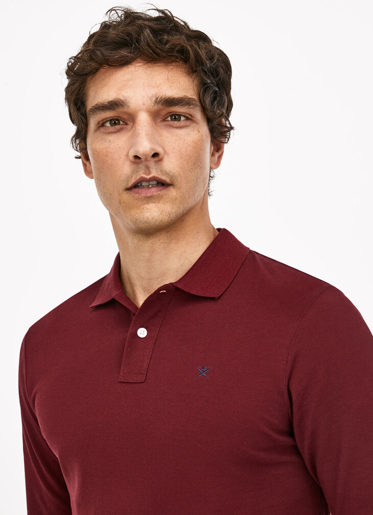 Long sleeved pique polo shirt