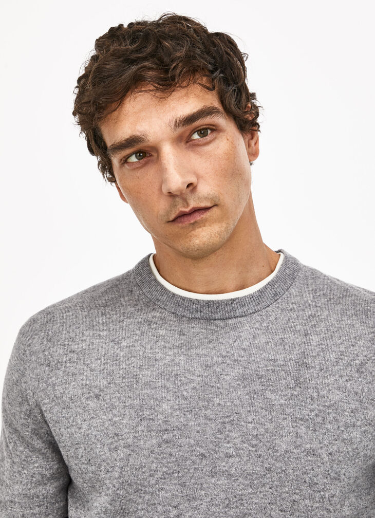 Wool blend crew neck jumper