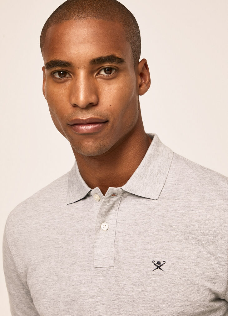 Long sleeved pique polo shirt