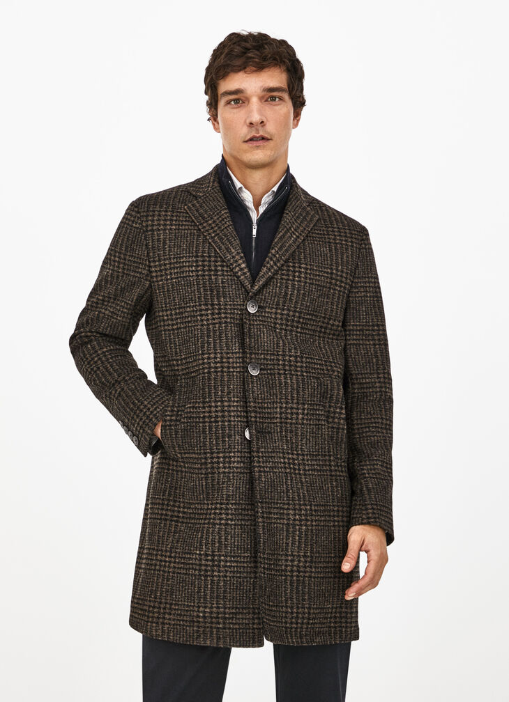 Glen check overcoat