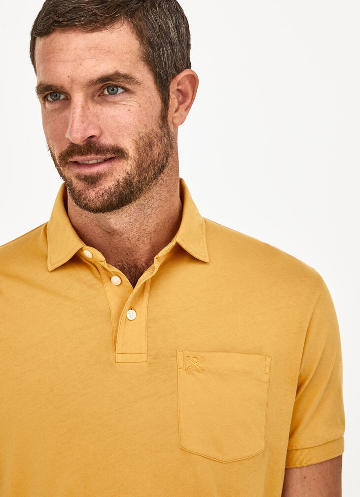 Garment-dyed jersey polo shirt