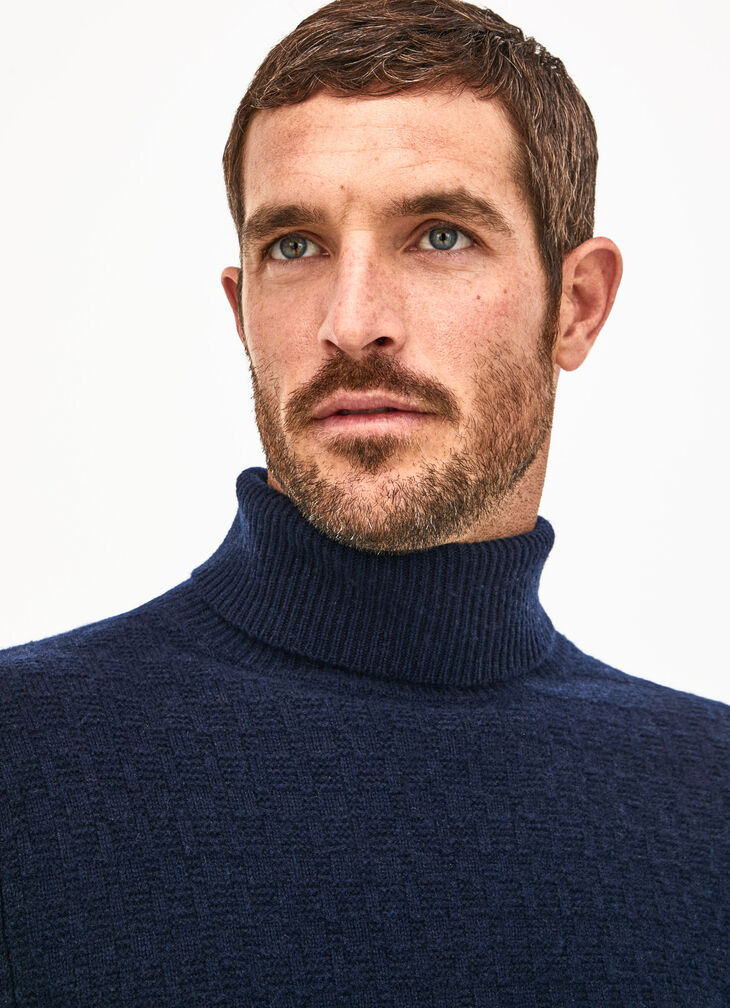 H' stitch roll neck jumper