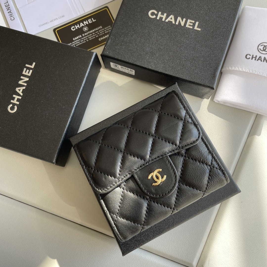 CHANEL Caviar Quilted Small Flap Wallet Black 173662