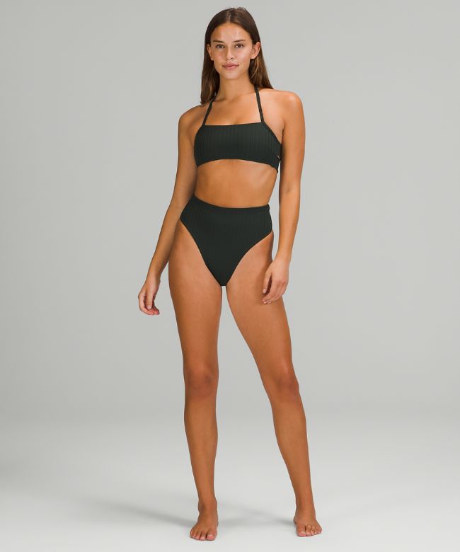 Ribbed High-Waist Extra-Skimpy Swim Bottom
