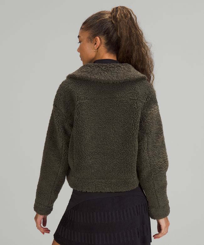 Textured Fleece Button Jacket