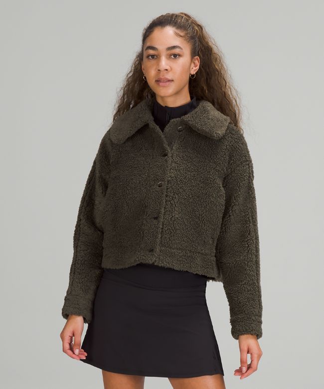 Textured Fleece Button Jacket