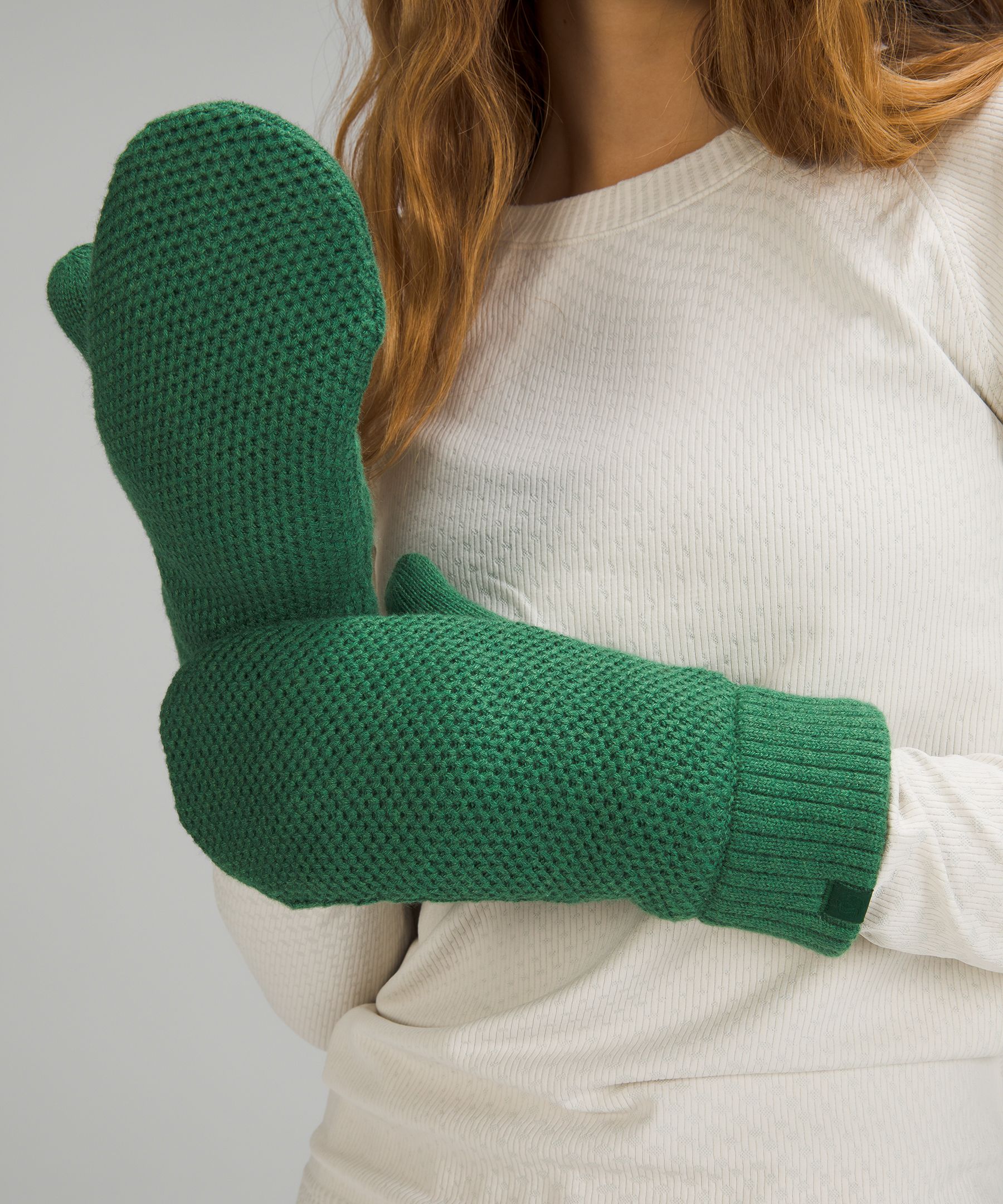 Fleece-Lined Knit Mittens