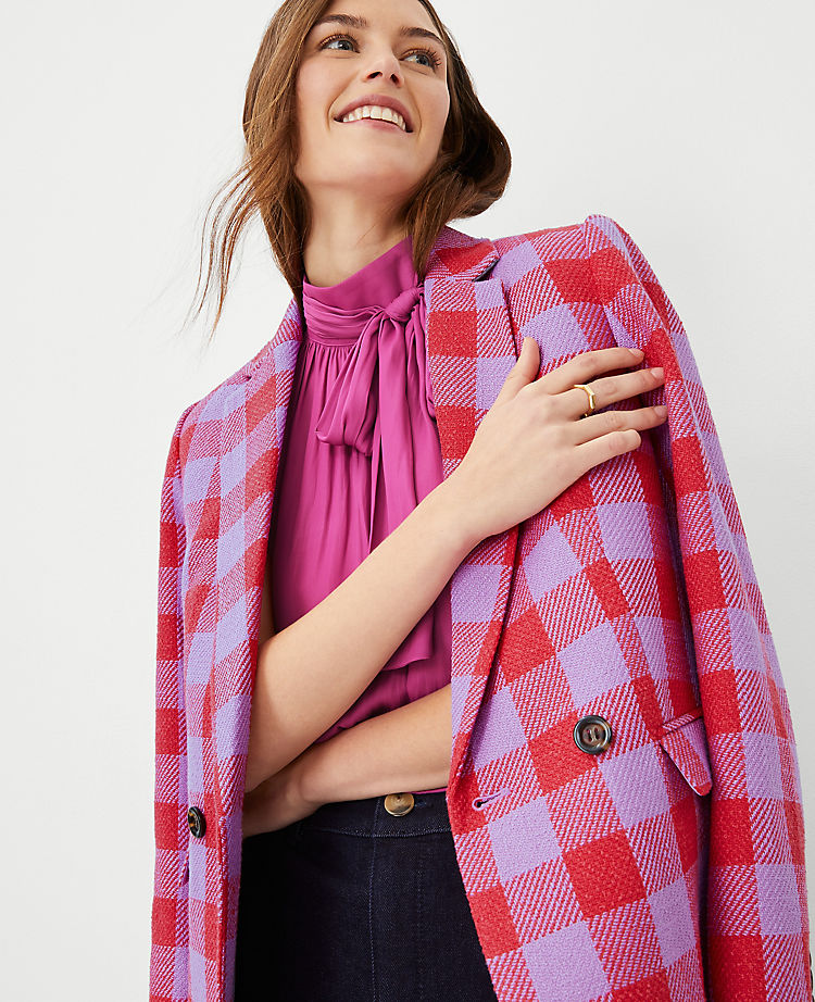 Ann Taylor Outlet |  The Double Breasted Long Blazer in Plaid