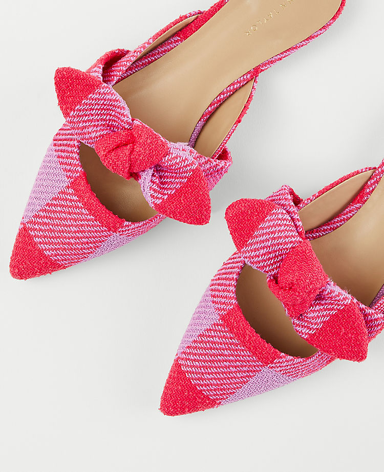 Plaid Bow Mule Flats