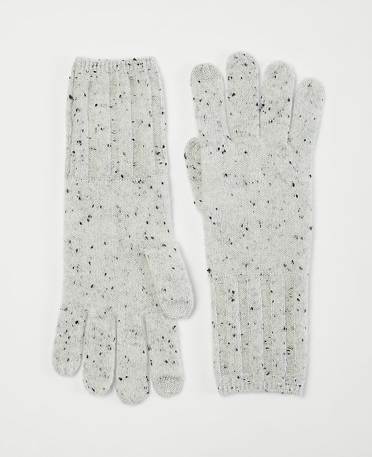 Flecked Ribbed Cashmere Gloves