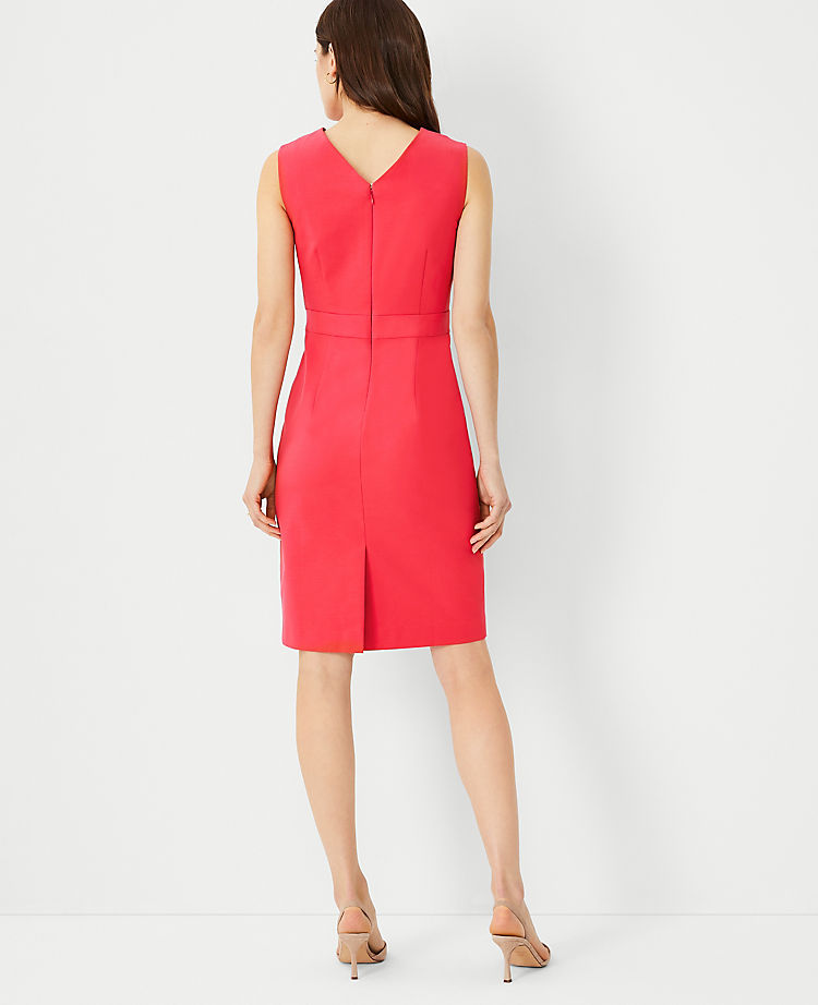 The Seamed V-Neck Sheath Dress in Stretch Cotton