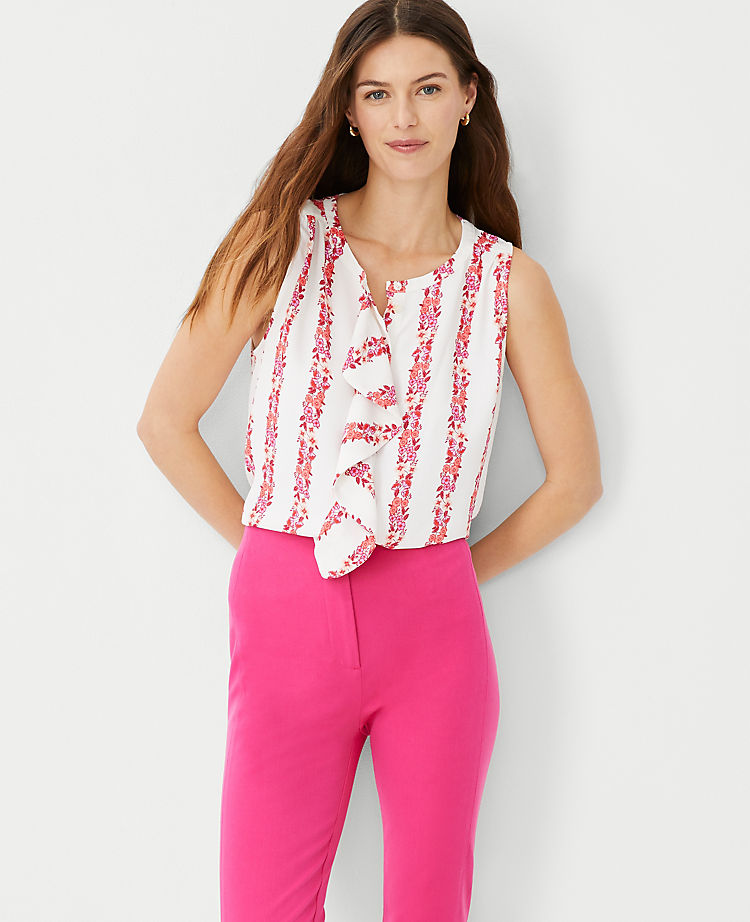 Ann Taylor Outlet |  Floral Draped Mixed Media Shell