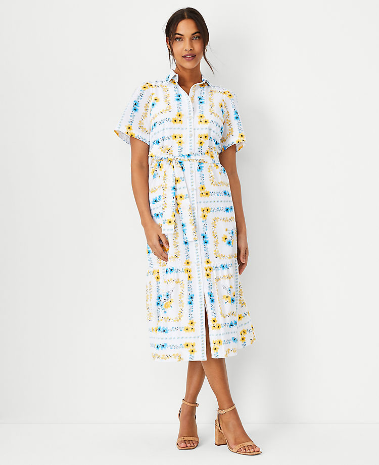 Floral Square Belted Shirtdress