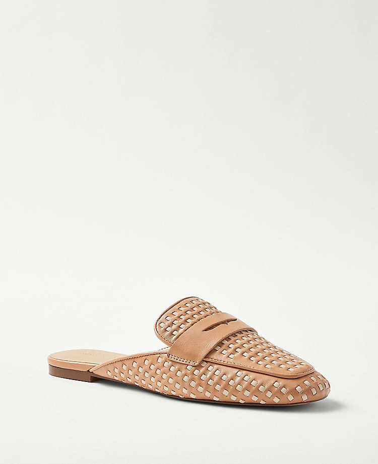 Woven Leather Loafer Slides