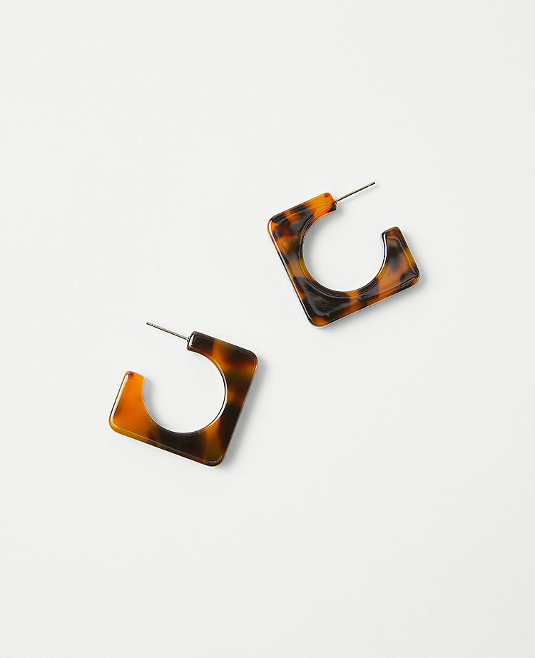 Tortoiseshell Print Squared Hoop EarRings