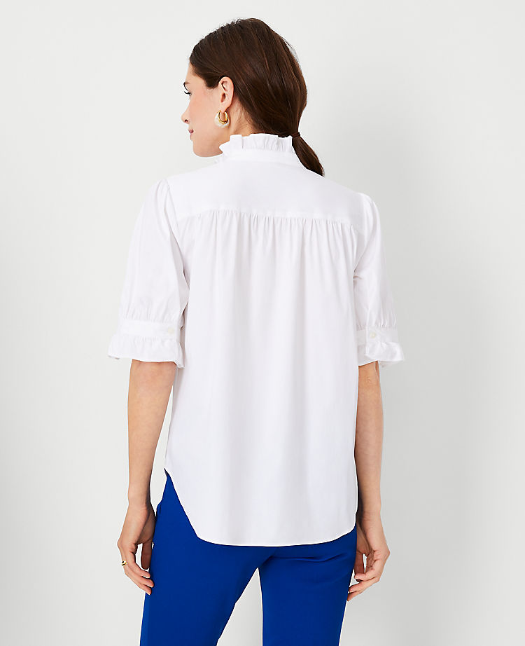 Ann Taylor Outlet |  Poplin Ruffle Button Top