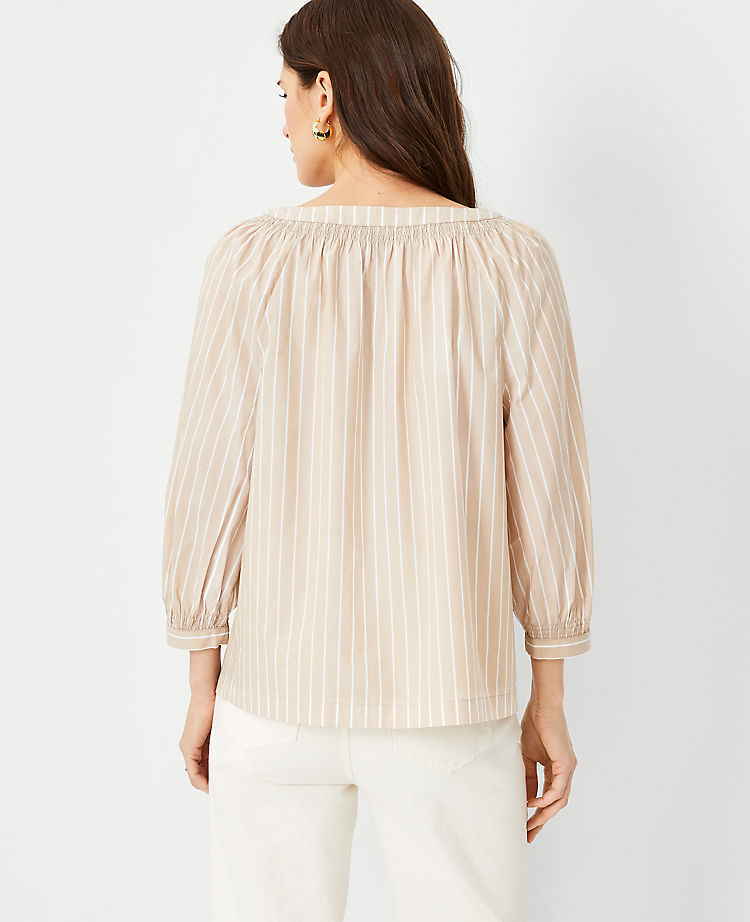 Ann Taylor Outlet |  Stripe Smocked Boatneck Top